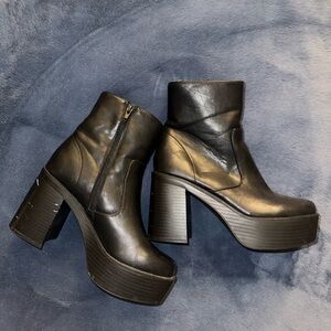 Black Platform Ankle Boots - Women's Fashion Heels